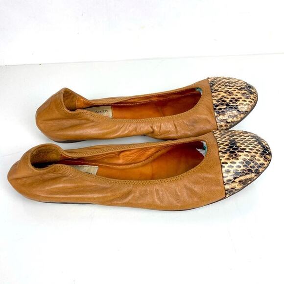 LANVIN Leather Cap Toe Ballet Flats - Size 7 - Picture 6 of 14